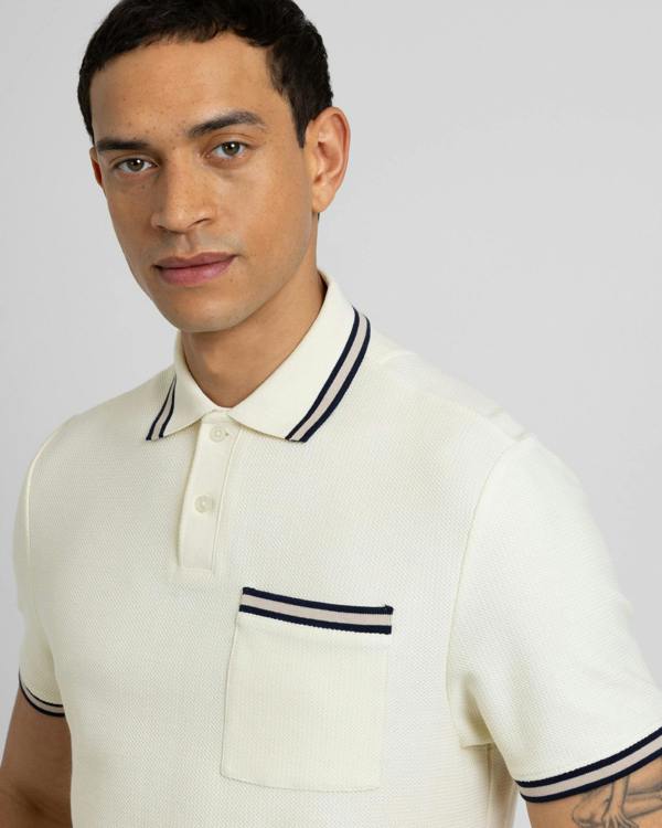 Steel & Jelly Tolworth - Textured Polo Shirt With Contrast Rib
