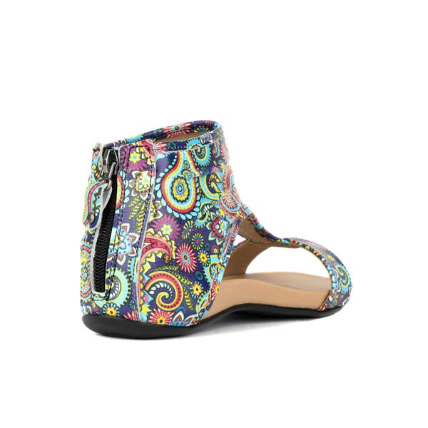 Embassy London Downtown - Festival Blue - Women's flat T-bar sandal with covered heel