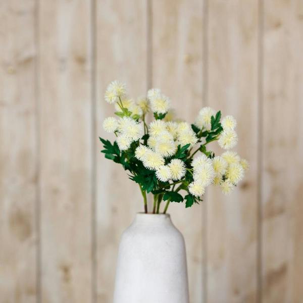 Wyld Haus Set of 3 Artificial Flowers Cream Globe Thistle Sprays