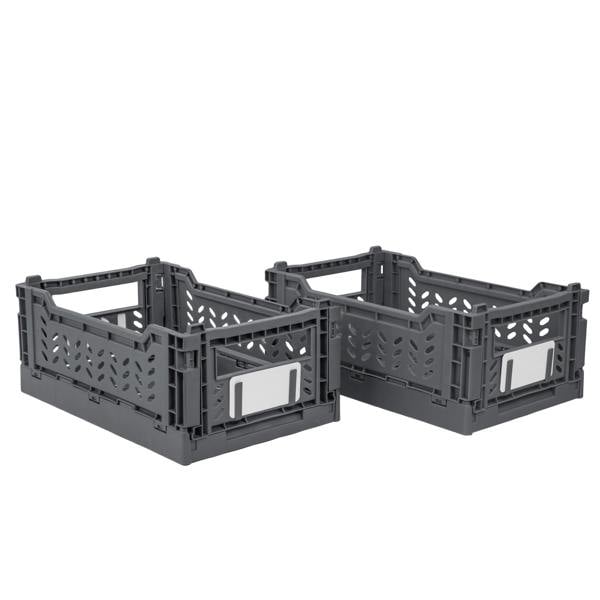 JVL STACKIT - Plastic Foldable Storage Crate - 4L - Grey