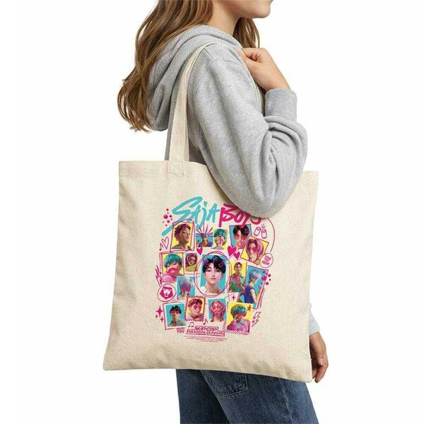 K-Pop Demon Hunters Soda Pop Doodles Saja Boys Reusable Tote Bag - Natural
