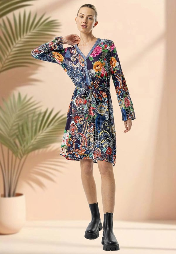 ANGELEYE Deluxe Luxurious Viscose Twill Shirt Dress in Premium Floral Print