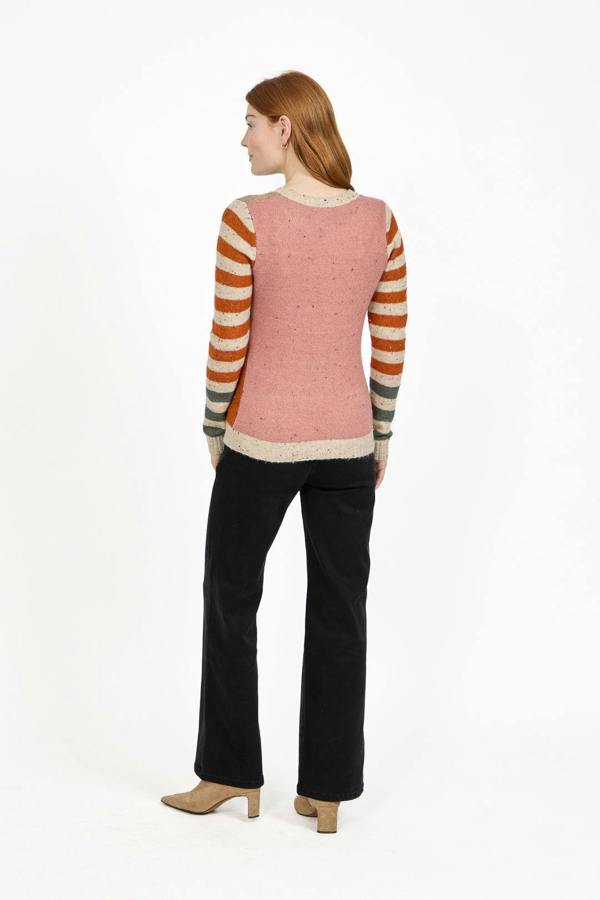 Mudflower Colour Block Stripe Speckled Knit Jumper