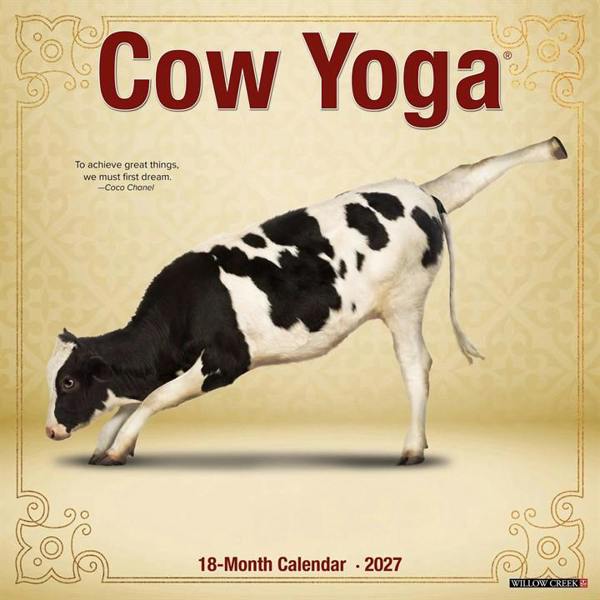 Cow Yoga Calendar 2027, Wall Calendars, Month To View, Humour, Gift