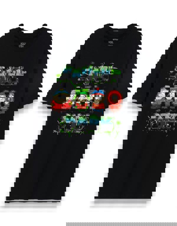 South Park Mens Black Graffiti Logo Short Sleeved T-Shirt
