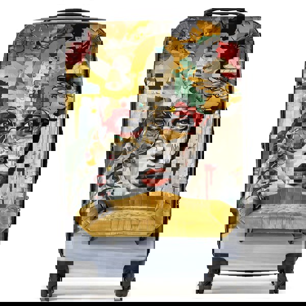 Warren Reed Abstract Face Behind Sofa Suitcase
