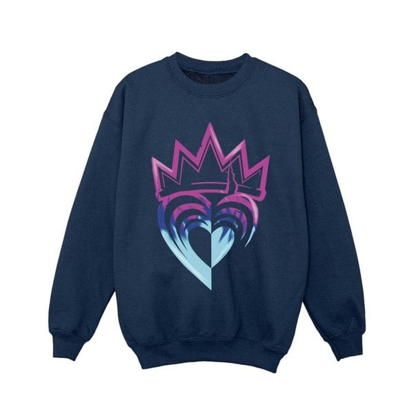 Disney Girls Descendants Pink Crown Sweatshirt - Navy Blue