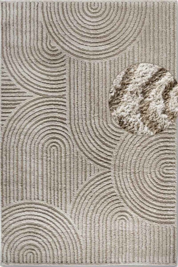 High Pile Beige Rug Chappe – Soft Geometric