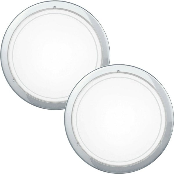 2 PACK Wall Flush Ceiling Light Chrome Shade White Clear Glass Painted E27 60W Loops