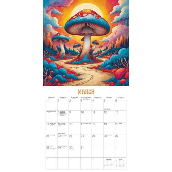 Trippy Shrooms Calendar 2027, Wall Calendars, Month To View, Natural World, Gift