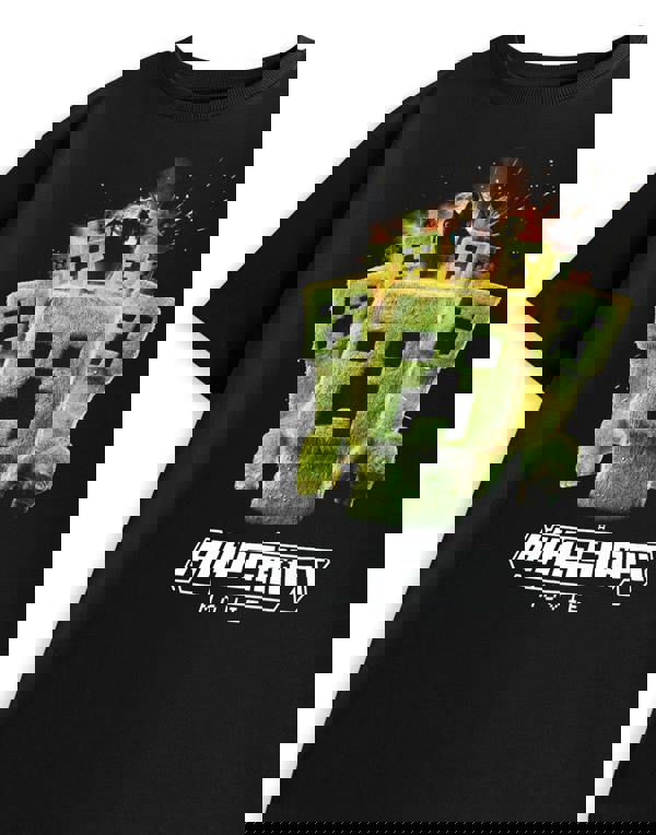 Minecraft Boys Black Photographic Creeper Short Sleeved T-Shirt