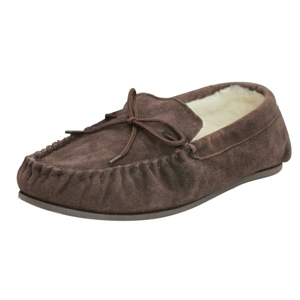 Eastern Counties Leather Unisex Wool-blend Hard Sole Moccasins - Chocolate