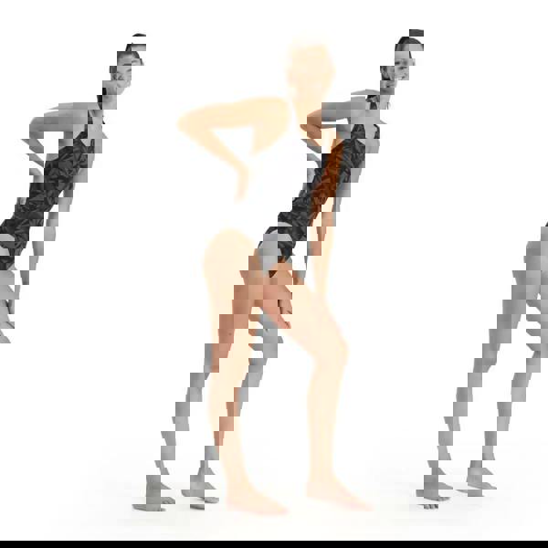 Speedo Hyperboom Allover Medalist black gray geometric one-piece swimsuit