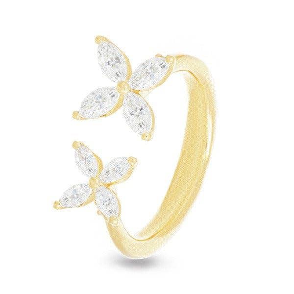 Sarah Layton Two Flower Diamond Ring, 0.42ct - 18ct Yellow Gold