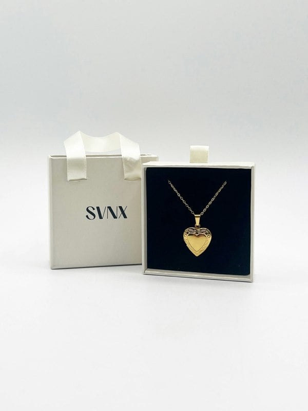 SVNX Large Heart Locket Necklace in Gold Colour