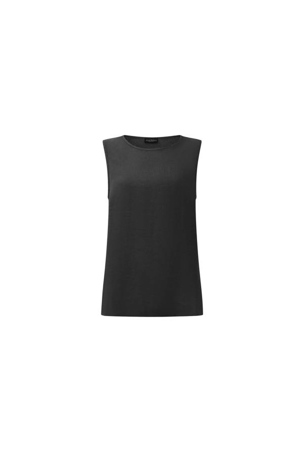 James Lakeland Black Linen Blend Sleeveless Button-Back Top