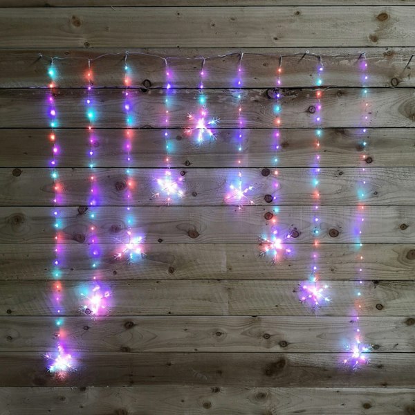 Samuel Alexander 1.2m Christmas Static Snowflake LED Silver Pin Wire V Curtain Lights in Rainbow