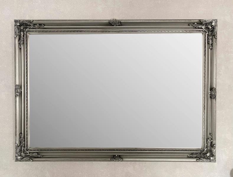 Downton Interiors Antique Silver Extra Large Wood Frame Wall Mirror 106cm x 75cm