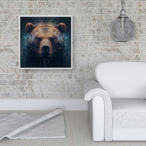 Warren Reed Brown Bear Face Splash Art Framed Canvas