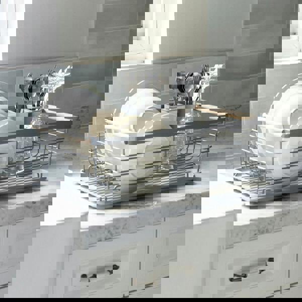 Living and Home Kitchen Metal Dish Drainer Rack Organizer Sink with Removable Drip Tray