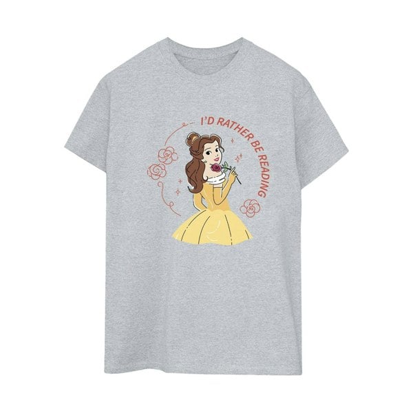 Disney Womens/Ladies Beauty And The Beast I´d Rather Be Reading Cotton Boyfriend T-Shirt - Sports Grey