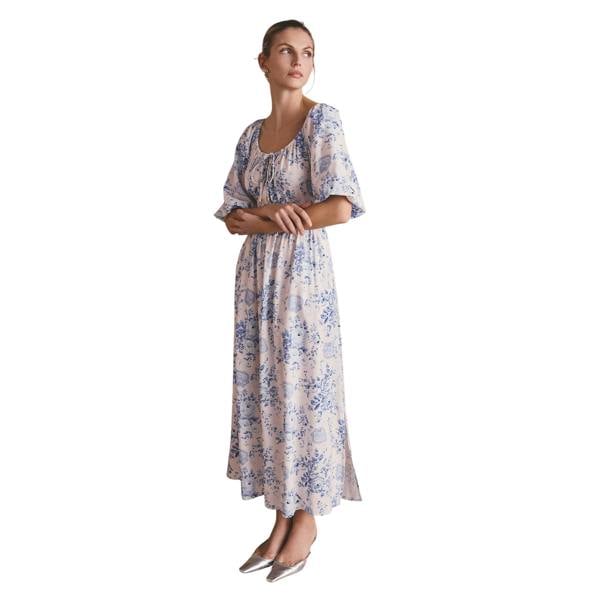 Cath Kidston Womens/Ladies Rose Tie Neck Long Midi Dress - Blue - 