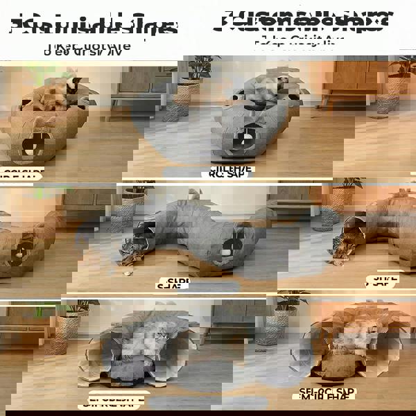 Skylos Foldable Cat Tunnel Bed Interactive Donut Toy for Indoor Cats Kittens