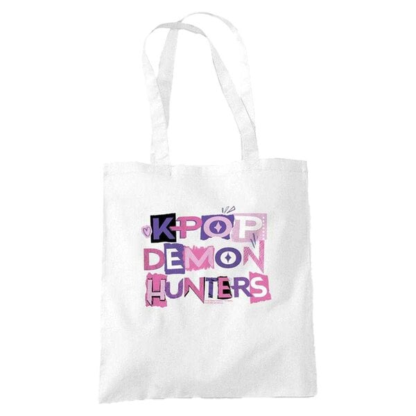 K-Pop Demon Hunters Scrapbook Travel Logo Tote Bag - White