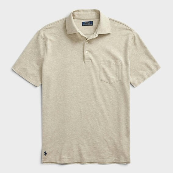 Ralph Lauren Custom Slim Fit Cotton-Linen Polo Shirt Beige