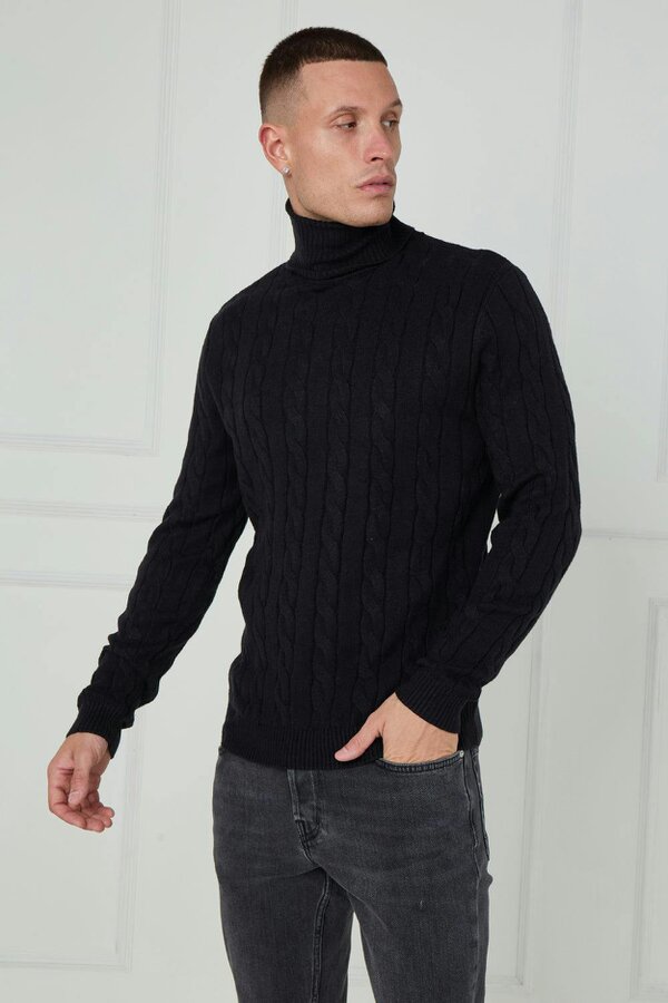 Men’s Cable Knit Turtleneck Jumper