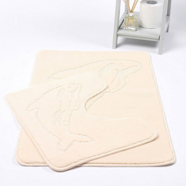 HomeSpace Direct Dolphin Anti-Slip Bath Mat and Pedestal Mat 2 Piece Set