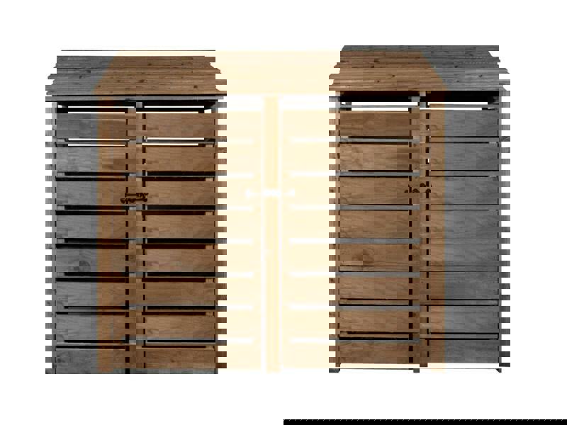Arbor Garden Solutions Slatted Wooden Log Store with Doors W-187cm, H-126cm or 180cm, D-88cm - Brown Finish