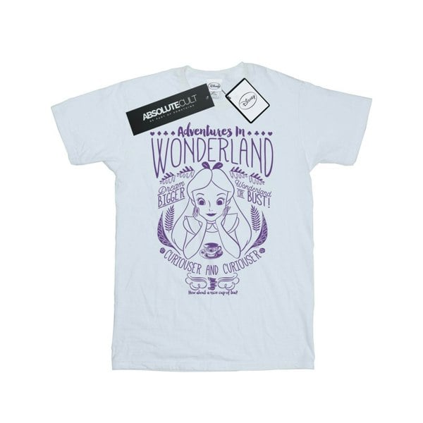Disney Womens/Ladies Alice In Wonderland Adventures In Wonderland Cotton Boyfriend T-Shirt - White