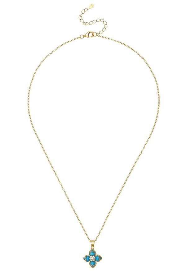 Turquoise clover gold necklace.
