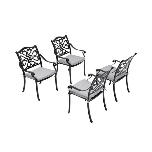 4Pcs Aluminum Outdoor Patio Dining Armchair with Thick Cushions Patio Side Chairs Living and Home