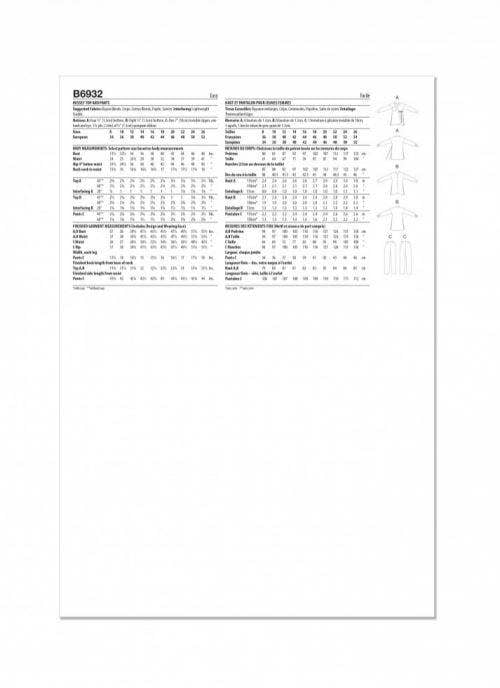Butterick Sewing Pattern 6932, Tops, Tunics, Trousers for Women, K5 (8-10-12-14-16) - Easy