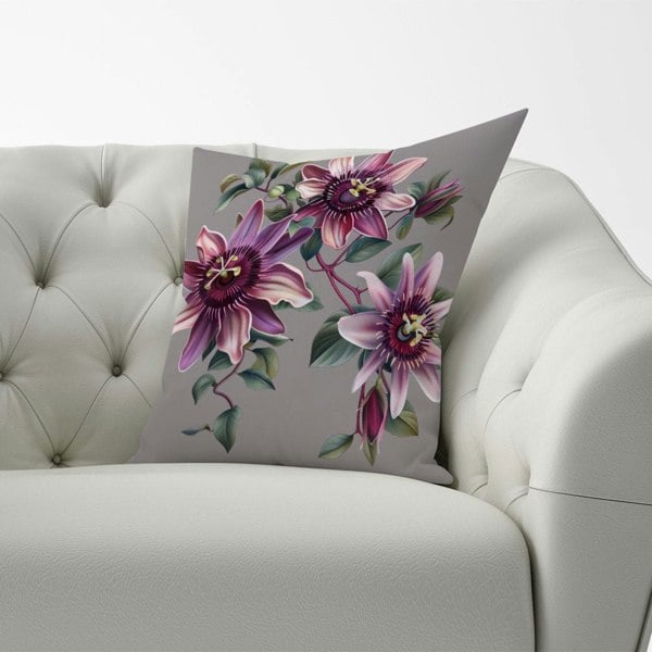 Warren Reed Purple Passion Flowers Cushions