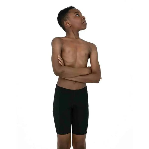 Black Speedo Boys Endurance Plus Jammer shorts with elastic waistband and side pockets
