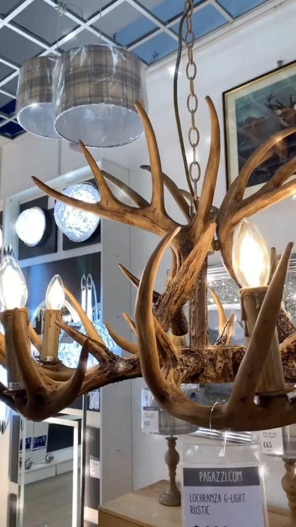 Pagazzi Lighting Lochranza 6 Light Rustic Antler Pendant Ceiling Light