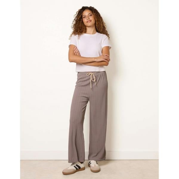 Blue Vanilla Ribbed Wide Leg Trousers