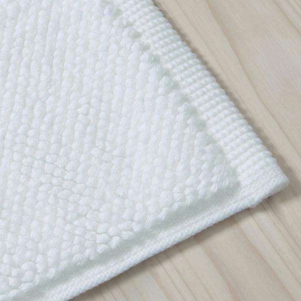 Soak&Sleep White Textured Cotton Bath Mat