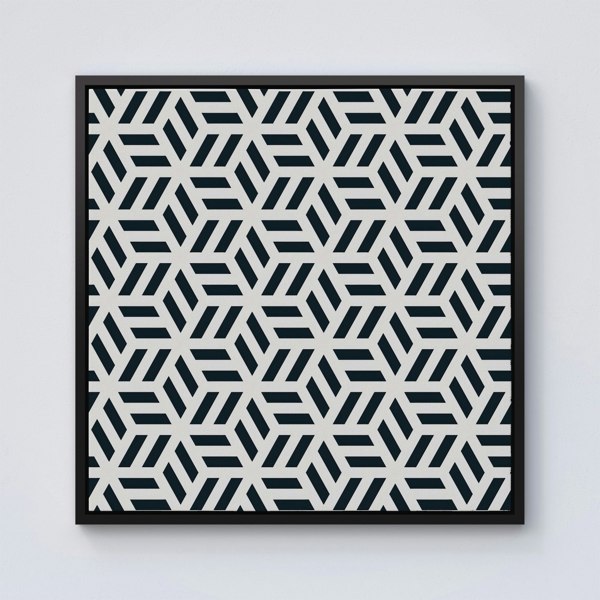 Warren Reed Geometric Monochrome Hexagonal Pattern Framed Canvas