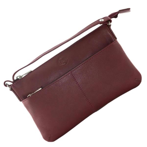 Mala Leather Anishka Slim Double Pocket Crossbody