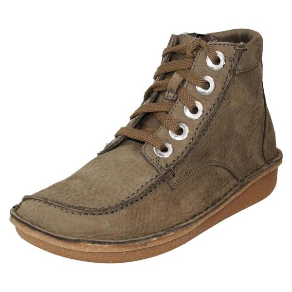 Clarks Ladies Clarks Lace Up Casual Ankle Boots Funny Cedar