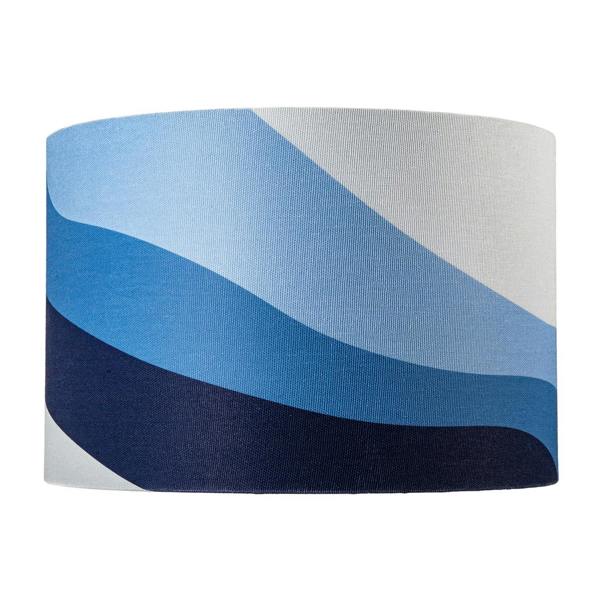Midnight Blue Linen Fabric Lamp Shade with Inner and Outer Wavy Design Image 4