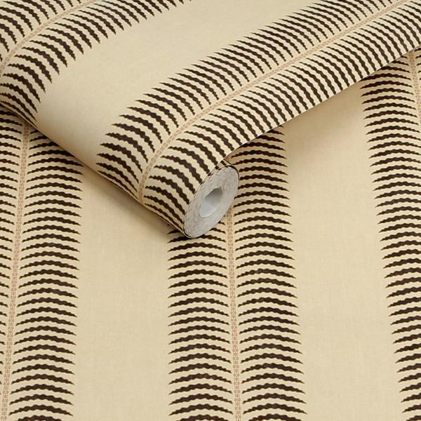 Joules Palm Leaf Stripe Cream/Brown Wallpaper