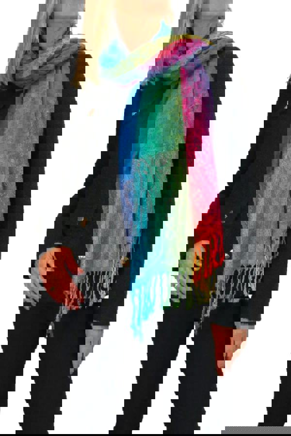 Paulo Due Rainbow Floral Paisley Pashmina Shawl Scarf