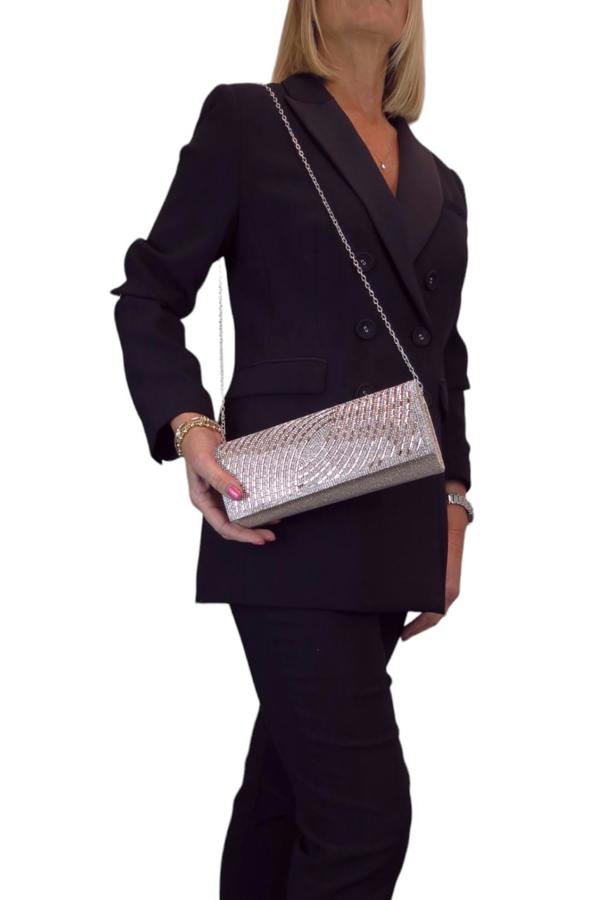 Paulo Due Oval Pattern Diamante Clutch Bag