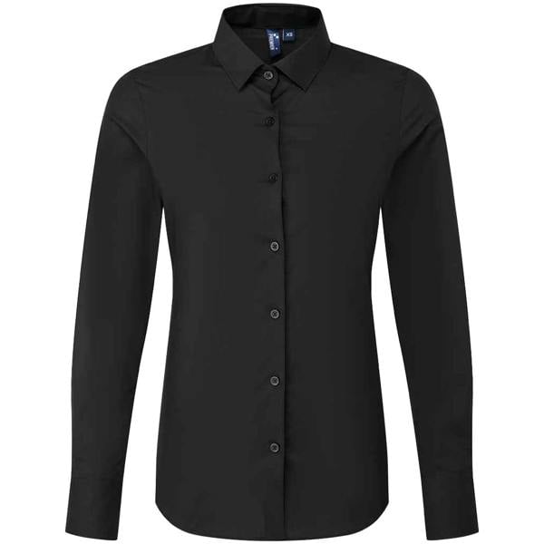 Premier Womens/Ladies Recyclight Poplin Long-Sleeved Formal Shirt - Black - 