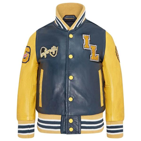 Infinity Leather Kids Letterman Leather Varsity College Bomber Jacket 3-13 yrs